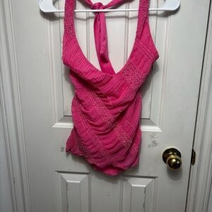 Pink Costa Blanca y2k 90s beaded shirt  BARBIE PINK - pictures look darker